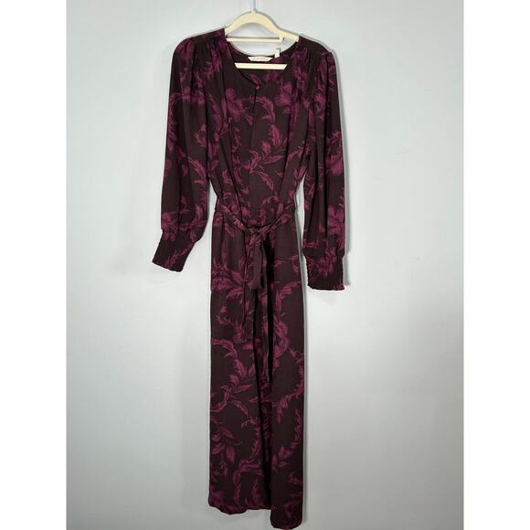 Soft Surroundings Women's Dianthe Belted Maxi Dress in Purple Botanical Size L - Picture 3 of 9